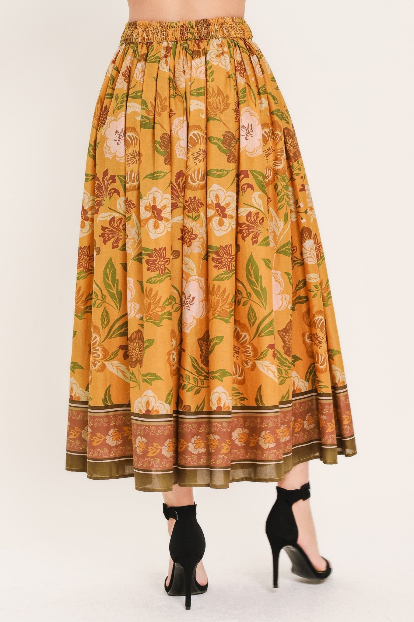 SUNSET GARDEN WOVEN FULL MIDI SKIRT - Rooted & Reckless Co.