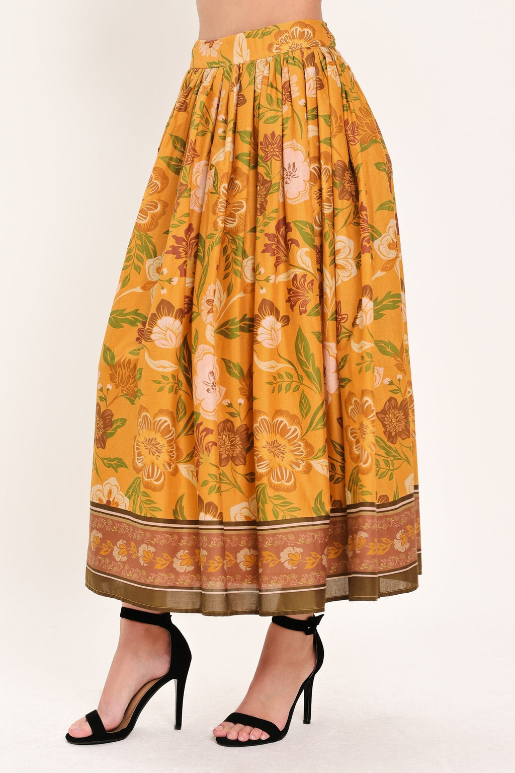 SUNSET GARDEN WOVEN FULL MIDI SKIRT - Rooted & Reckless Co.