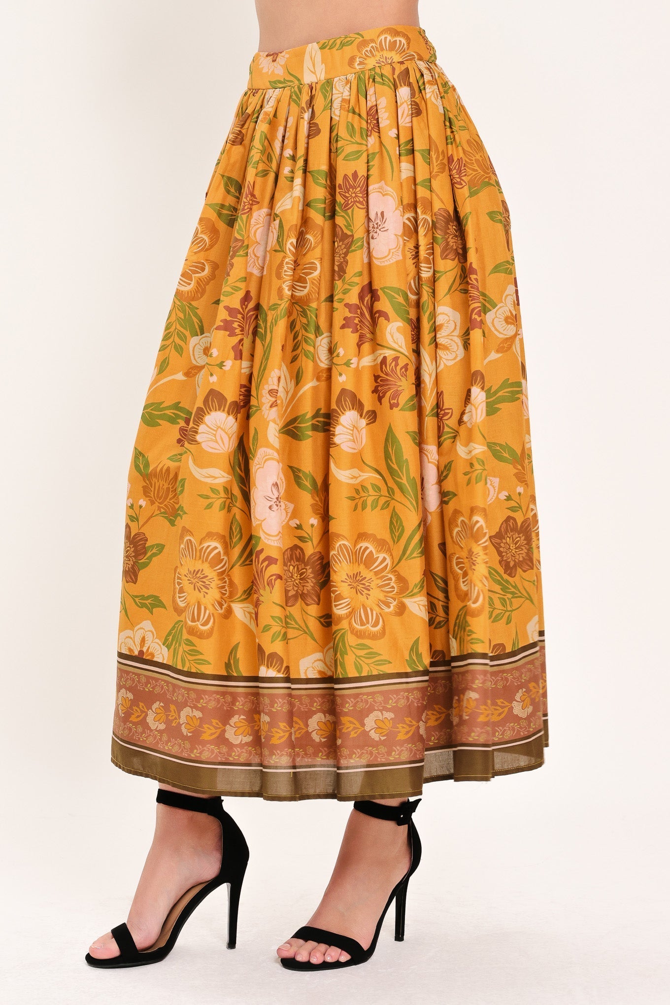 SUNSET GARDEN WOVEN FULL MIDI SKIRT - Rooted & Reckless Co.