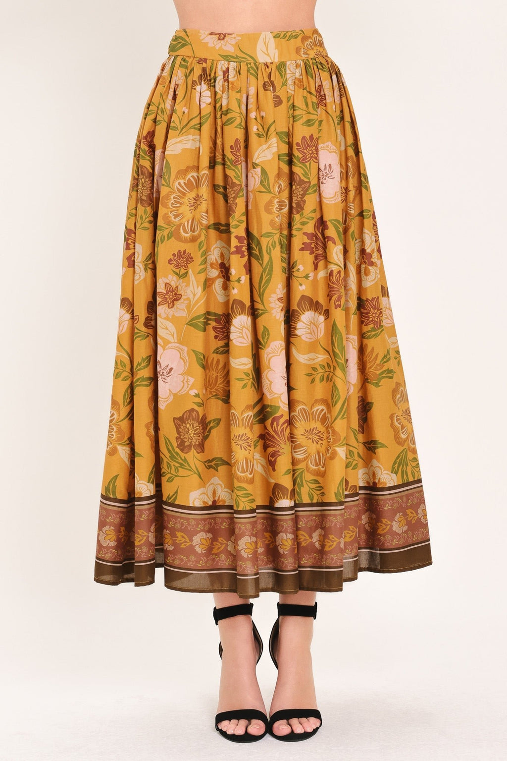 SUNSET GARDEN WOVEN FULL MIDI SKIRT - Rooted & Reckless Co.