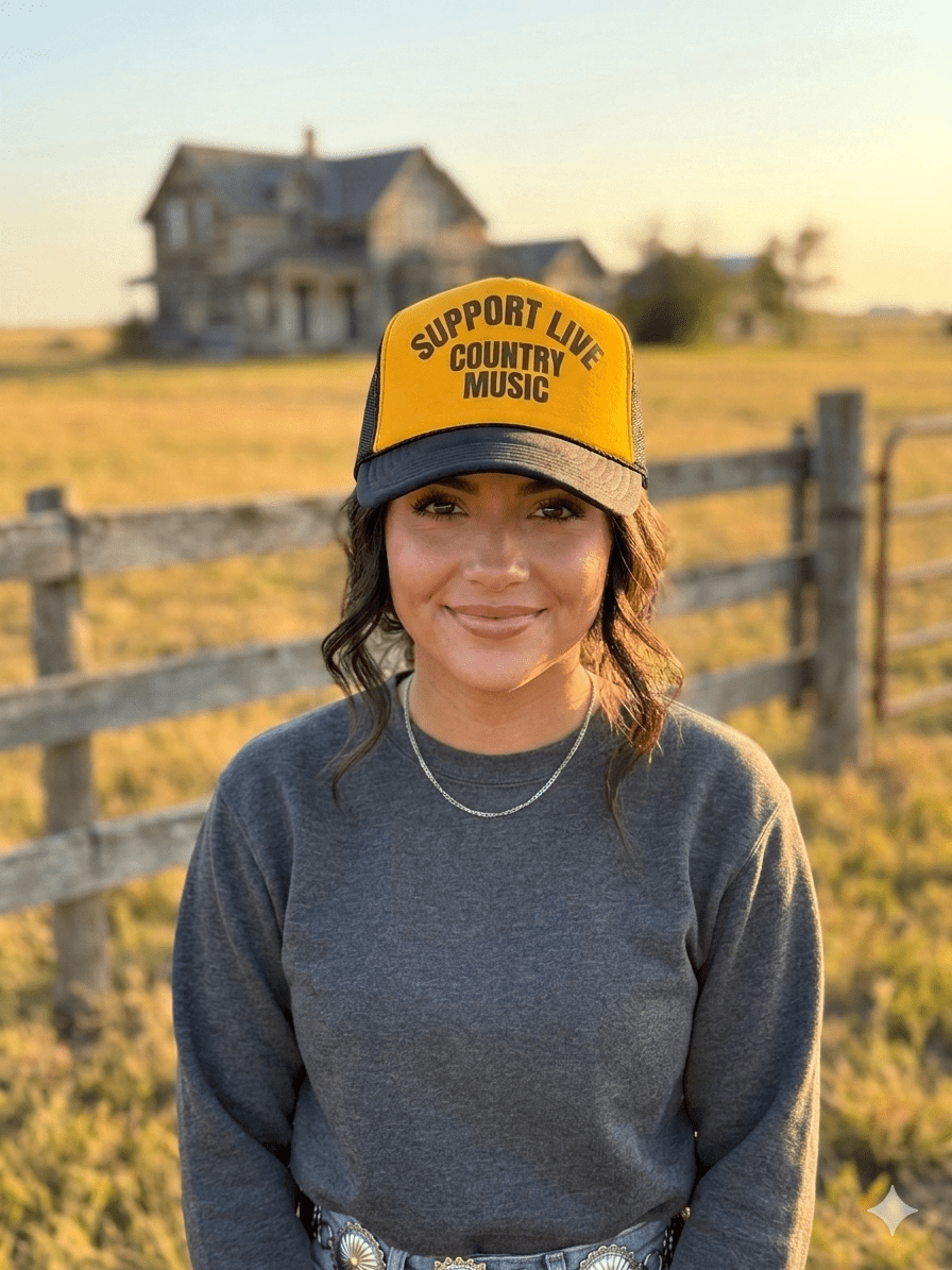 Support Live Country Music Trucker Hat - Rooted & Reckless Co.