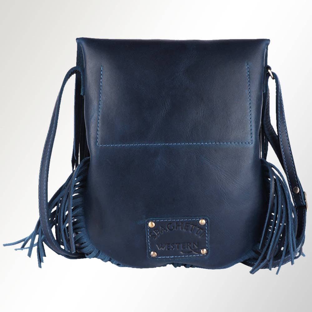 SWC429BLU Large Crossbody Genuine Leather bag western Bag - Rooted & Reckless Co.