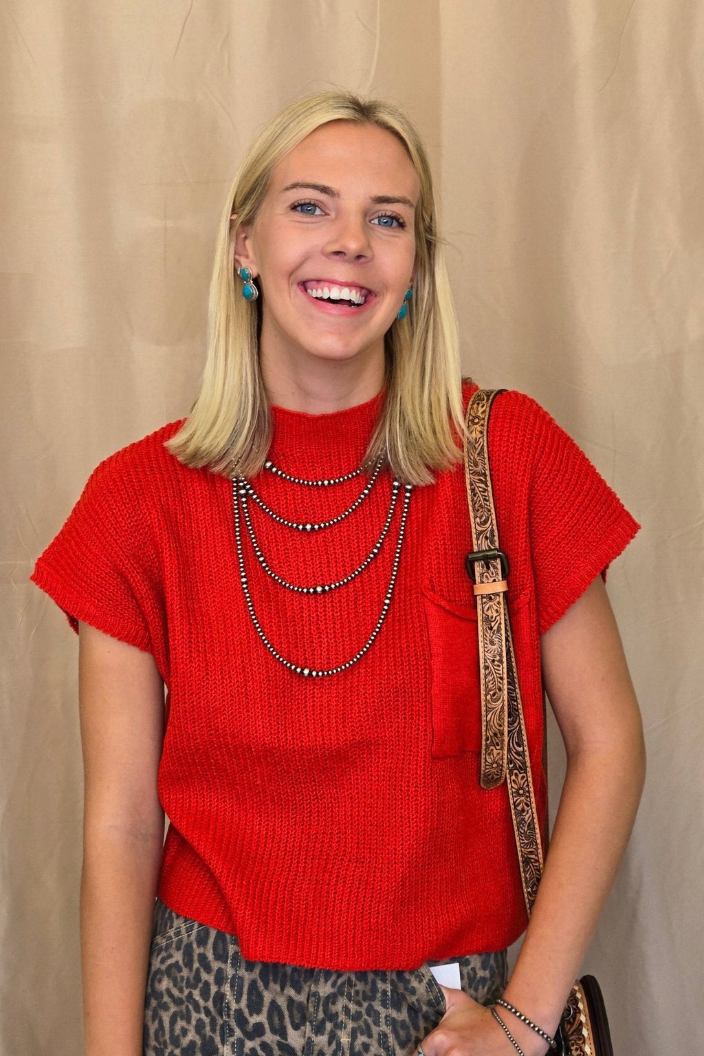 Sweet Generis "Devils Tower" Western Ribbed Sweater Top — Funnel Neck with Front Pouch Pocket (4 Colors) - Rooted & Reckless Co.