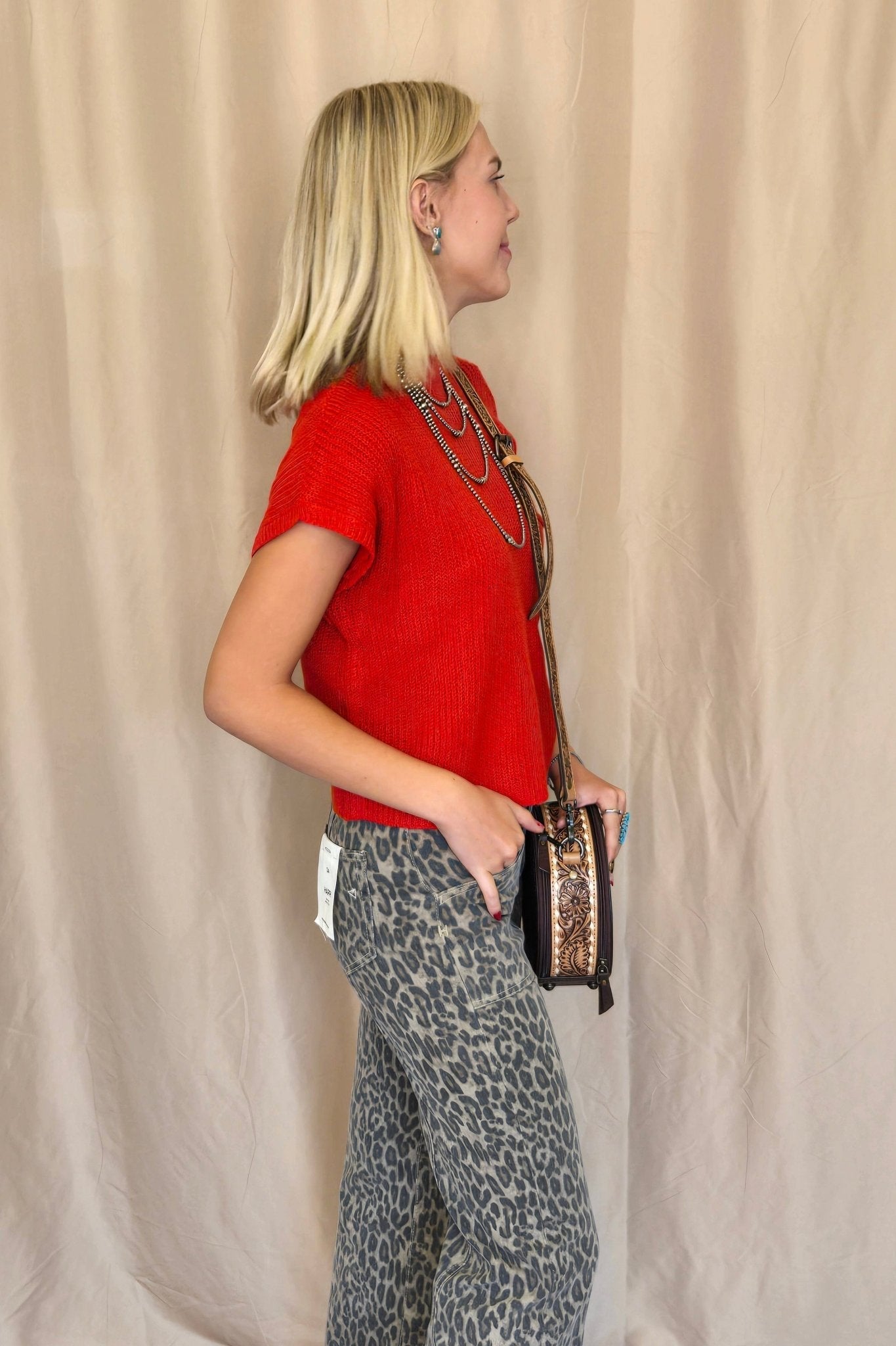 Sweet Generis "Devils Tower" Western Ribbed Sweater Top — Funnel Neck with Front Pouch Pocket (4 Colors) - Rooted & Reckless Co.