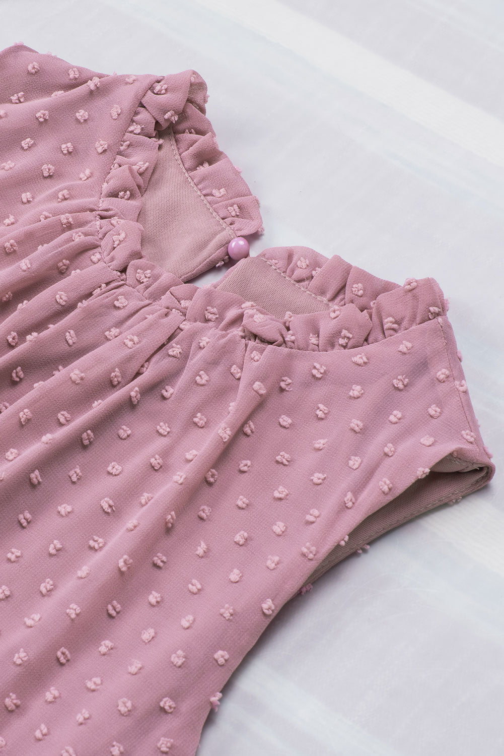 Swiss Dot Sleeveless Ruffle Crewneck Tank - Rooted & Reckless Co.