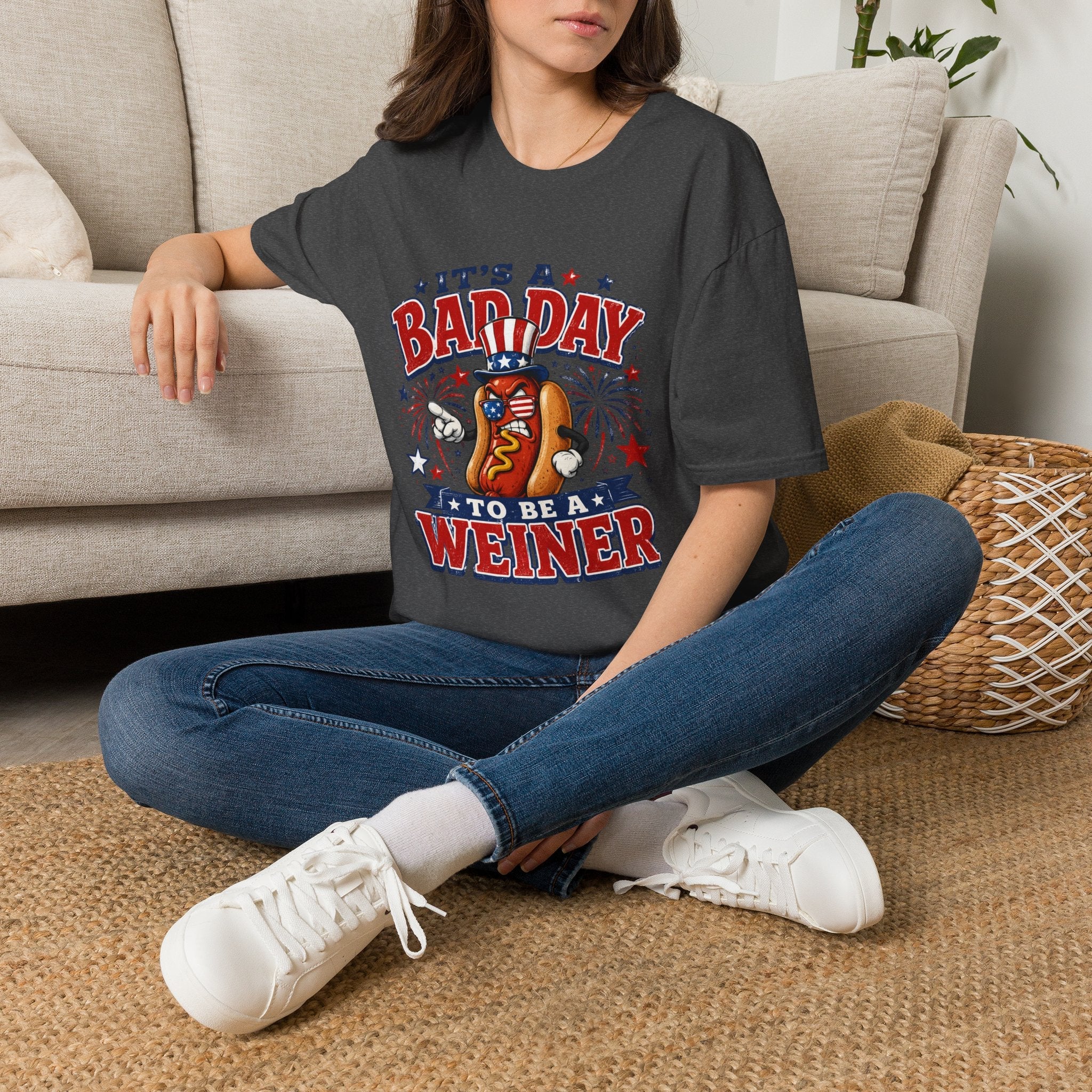 T-Shirt — "It's a Bad Day to Be a Weiner" Patriotic Hot Dog Graphic Tee - Rooted & Reckless Co.