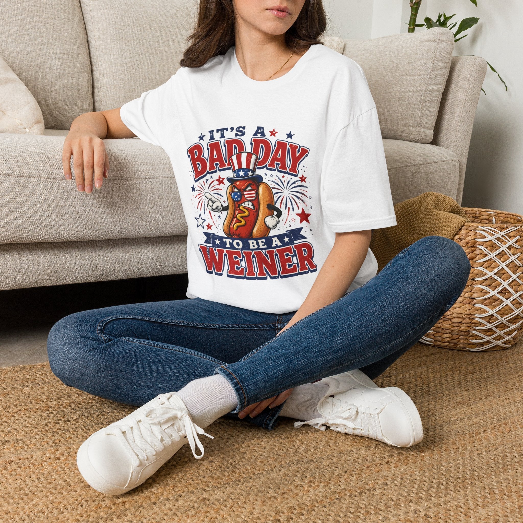 T-Shirt — "It's a Bad Day to Be a Weiner" Patriotic Hot Dog Graphic Tee - Rooted & Reckless Co.