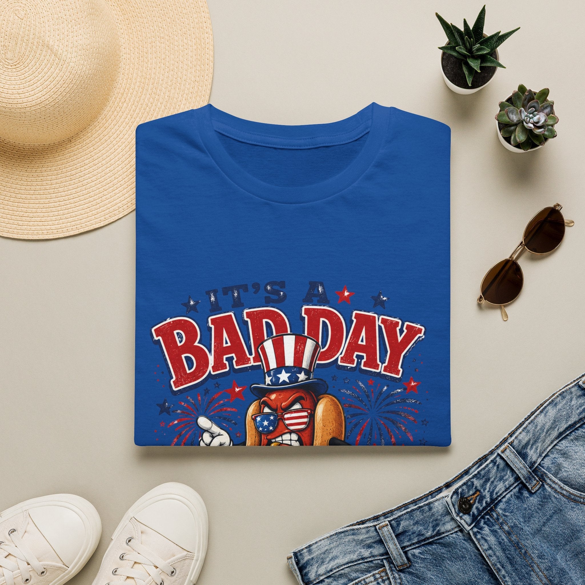 T-Shirt — "It's a Bad Day to Be a Weiner" Patriotic Hot Dog Graphic Tee - Rooted & Reckless Co.