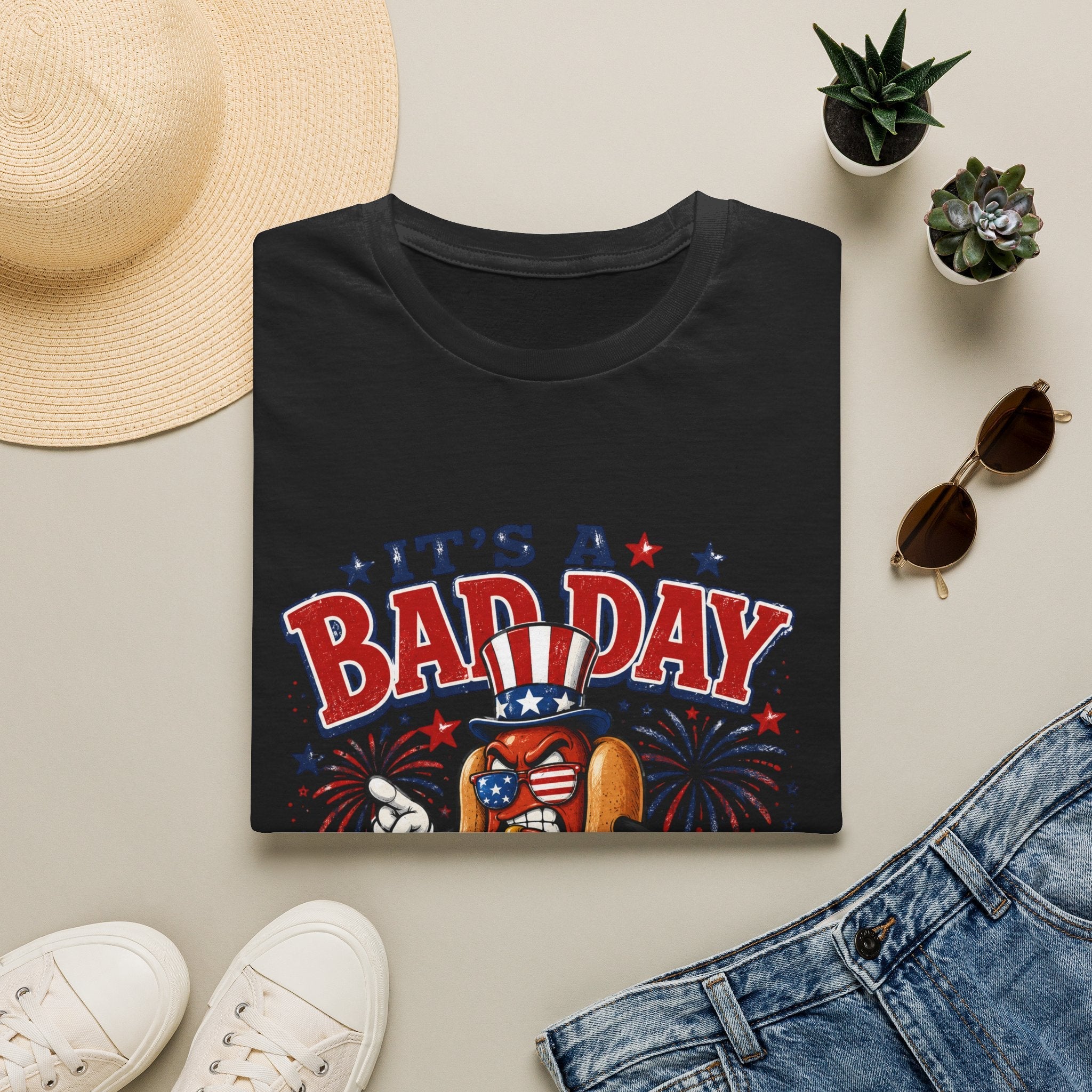 T-Shirt — "It's a Bad Day to Be a Weiner" Patriotic Hot Dog Graphic Tee - Rooted & Reckless Co.