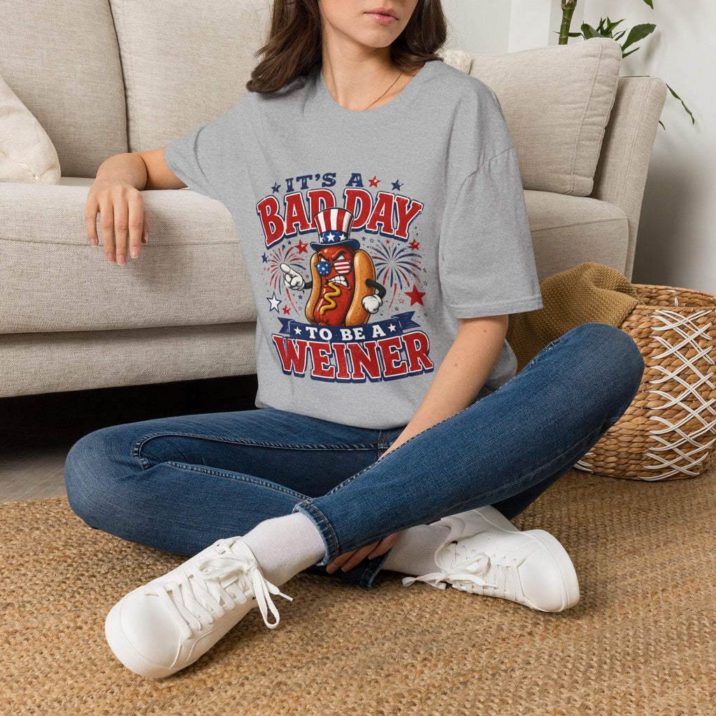 T-Shirt — "It's a Bad Day to Be a Weiner" Patriotic Hot Dog Graphic Tee - Rooted & Reckless Co.