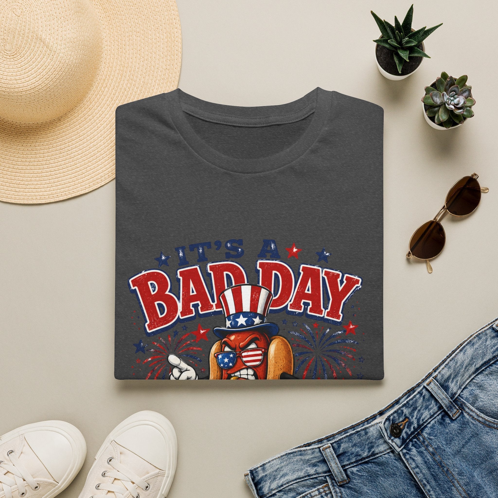 T-Shirt — "It's a Bad Day to Be a Weiner" Patriotic Hot Dog Graphic Tee - Rooted & Reckless Co.