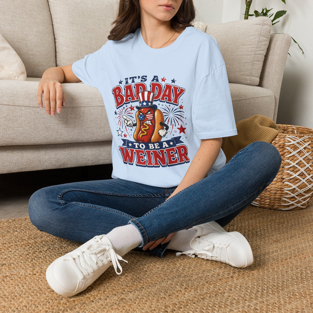 T-Shirt — "It's a Bad Day to Be a Weiner" Patriotic Hot Dog Graphic Tee - Rooted & Reckless Co.