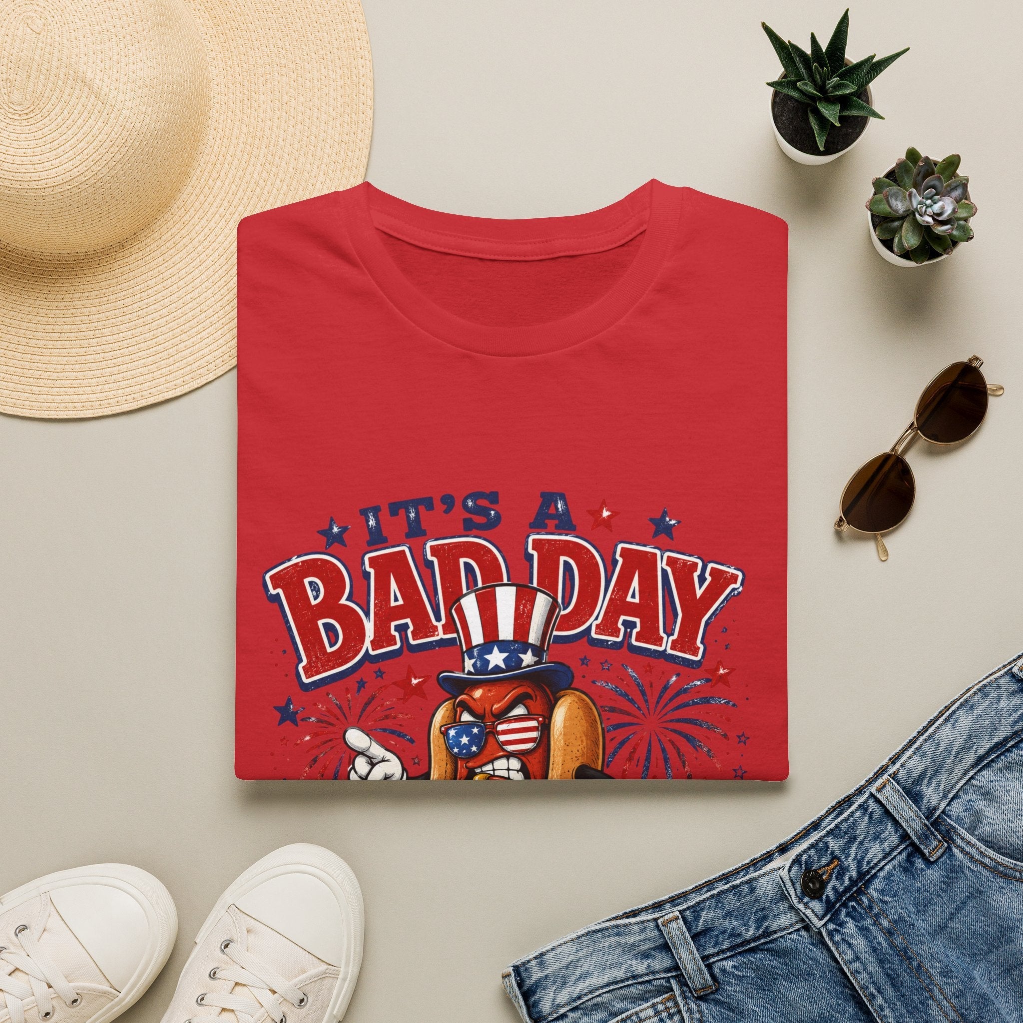 T-Shirt — "It's a Bad Day to Be a Weiner" Patriotic Hot Dog Graphic Tee - Rooted & Reckless Co.