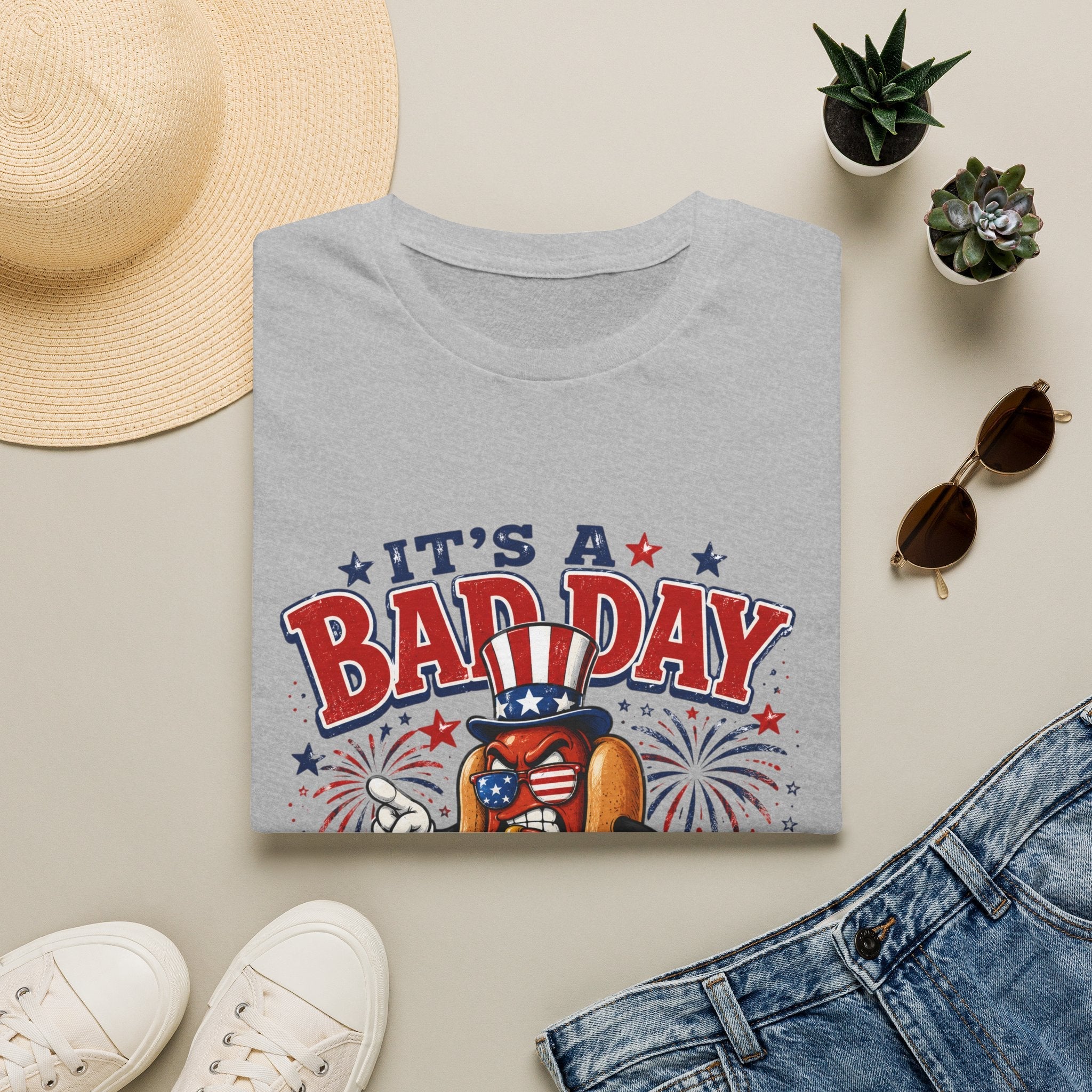 T-Shirt — "It's a Bad Day to Be a Weiner" Patriotic Hot Dog Graphic Tee - Rooted & Reckless Co.