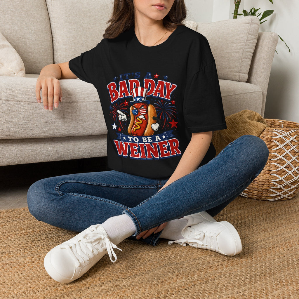 T-Shirt — "It's a Bad Day to Be a Weiner" Patriotic Hot Dog Graphic Tee - Rooted & Reckless Co.
