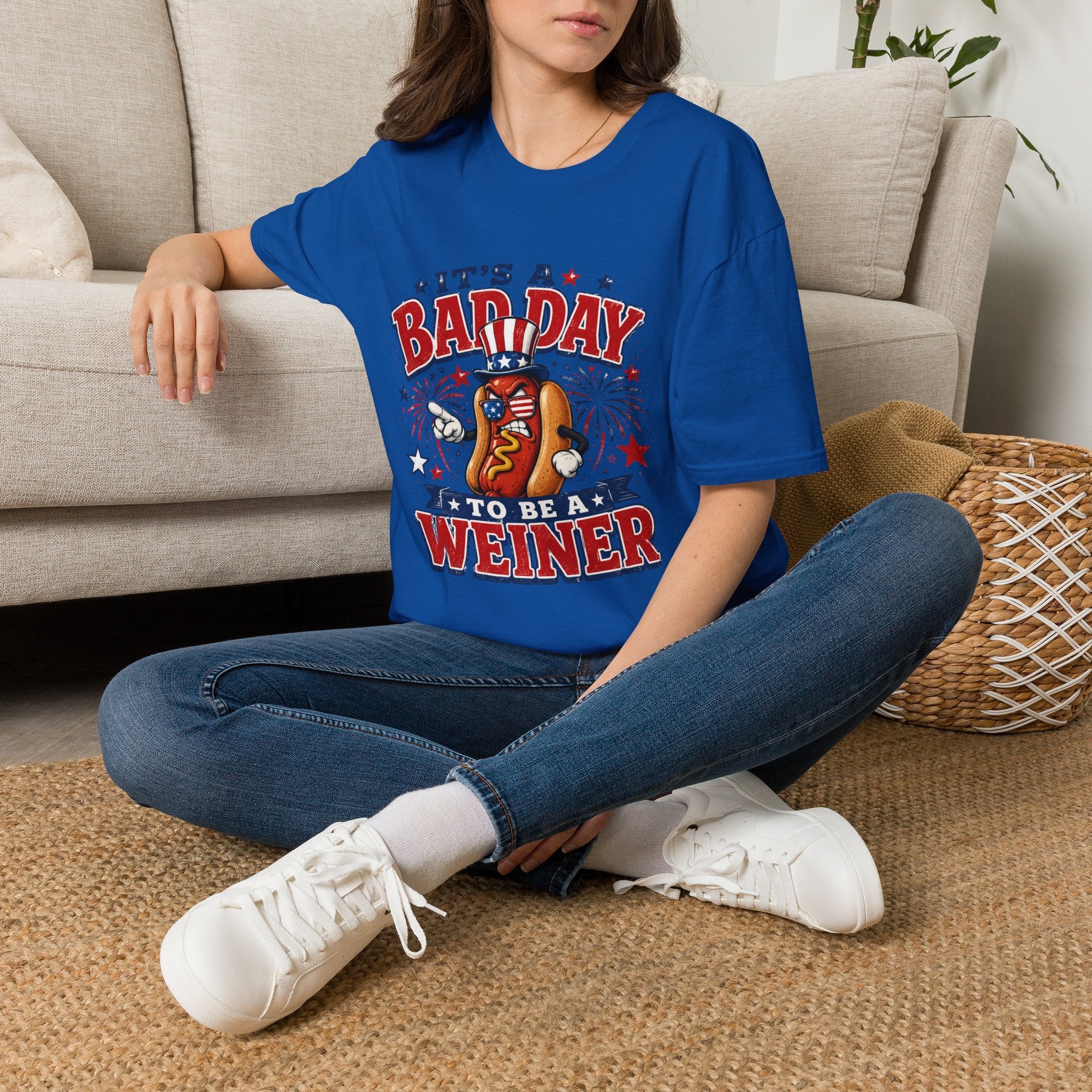 T-Shirt — "It's a Bad Day to Be a Weiner" Patriotic Hot Dog Graphic Tee - Rooted & Reckless Co.