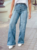 Tailored Center Seam Detail Straight Loose High Rise Jeans - Rooted & Reckless Co.