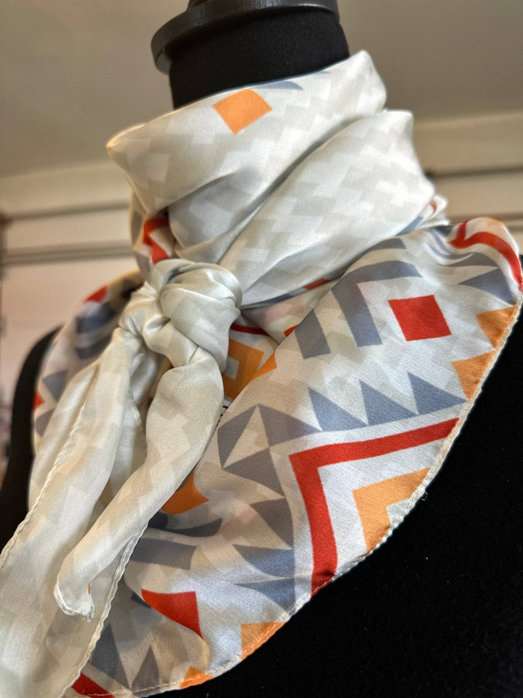 Tan Tribal Wild Rag — 36" Silky Polyester Western Scarf - Rooted & Reckless Co.