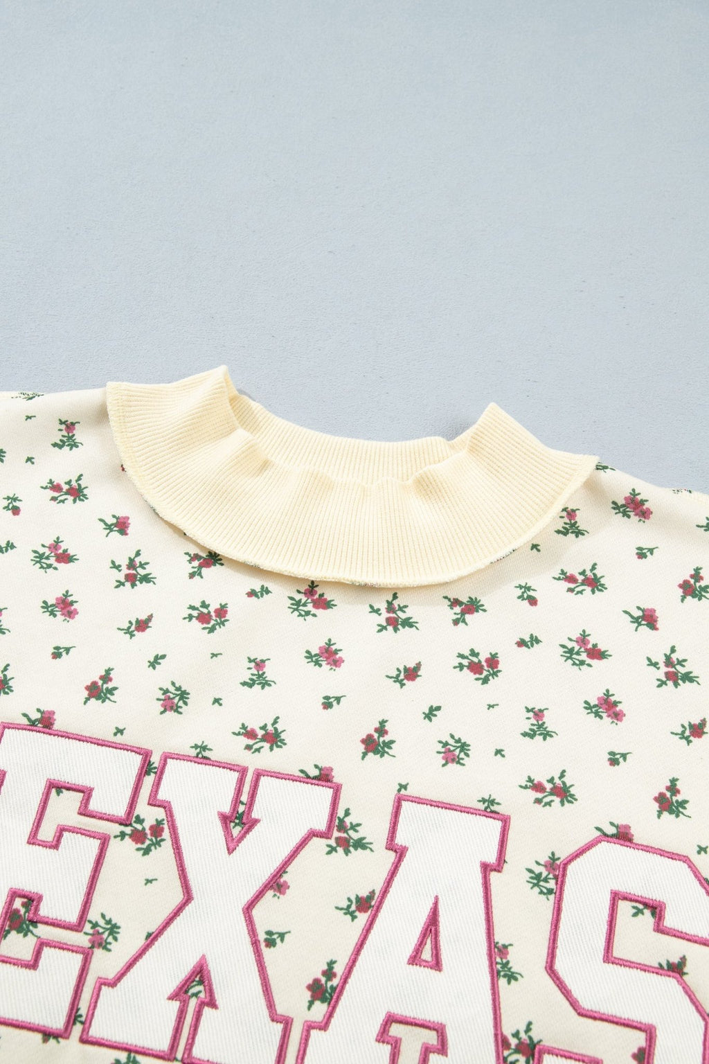 TEXAS Embroidered Floral Mock Neck Sweatshirt - Rooted & Reckless Co.