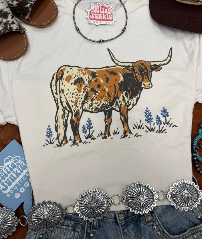 Texas Longhorn Bluebonnet Graphic Tee - Rooted & Reckless Co.
