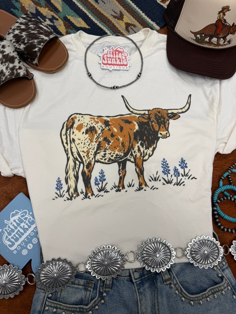 Texas Longhorn Bluebonnet Graphic Tee - Rooted & Reckless Co.