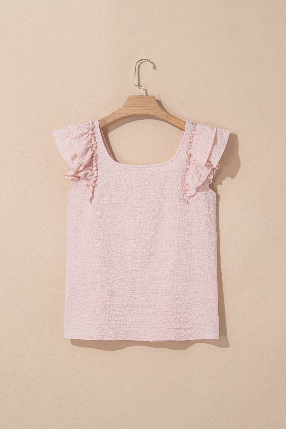 Textured Bow Back Frilled Butterfly Sleeve Blouse - Rooted & Reckless Co.