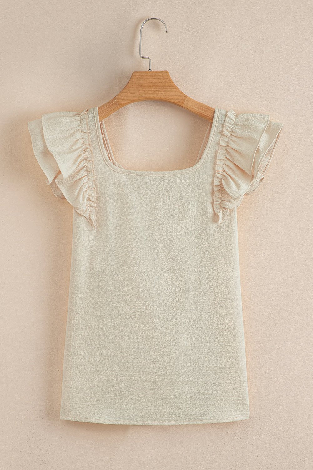 Textured Bow Back Frilled Butterfly Sleeve Blouse - Rooted & Reckless Co.