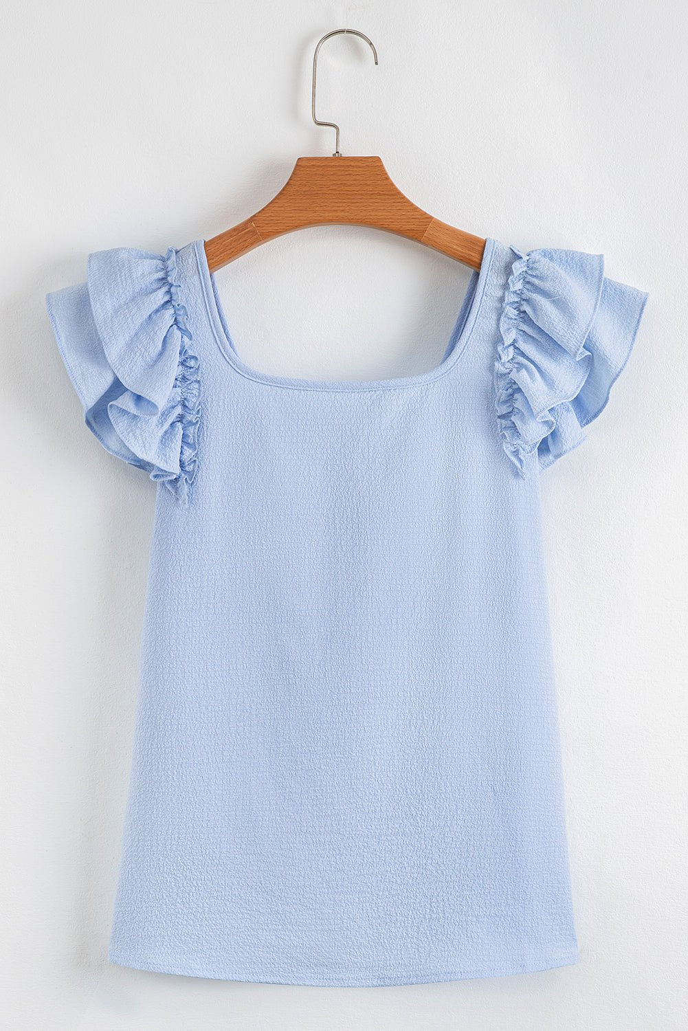 Textured Bow Back Frilled Butterfly Sleeve Blouse - Rooted & Reckless Co.
