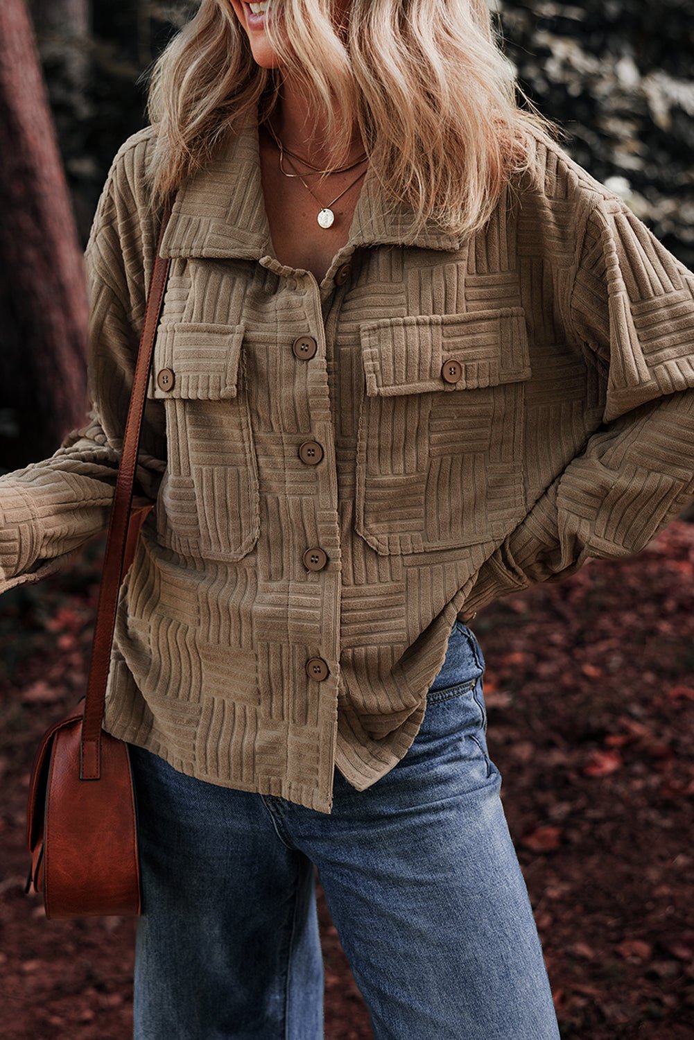 Textured Button-Up Chest Pocket Shacket - Rooted & Reckless Co.