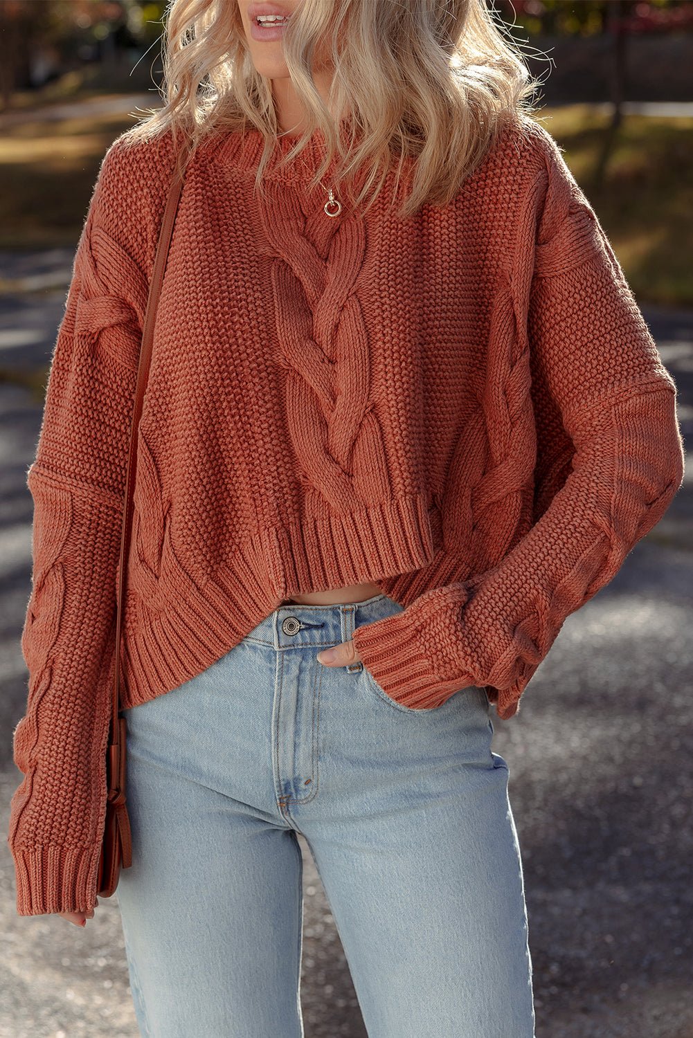 Textured Chunky Knit Long Sleeve Sweater - Rooted & Reckless Co.
