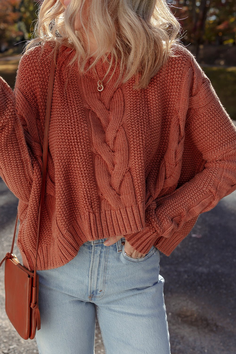 Textured Chunky Knit Long Sleeve Sweater - Rooted & Reckless Co.