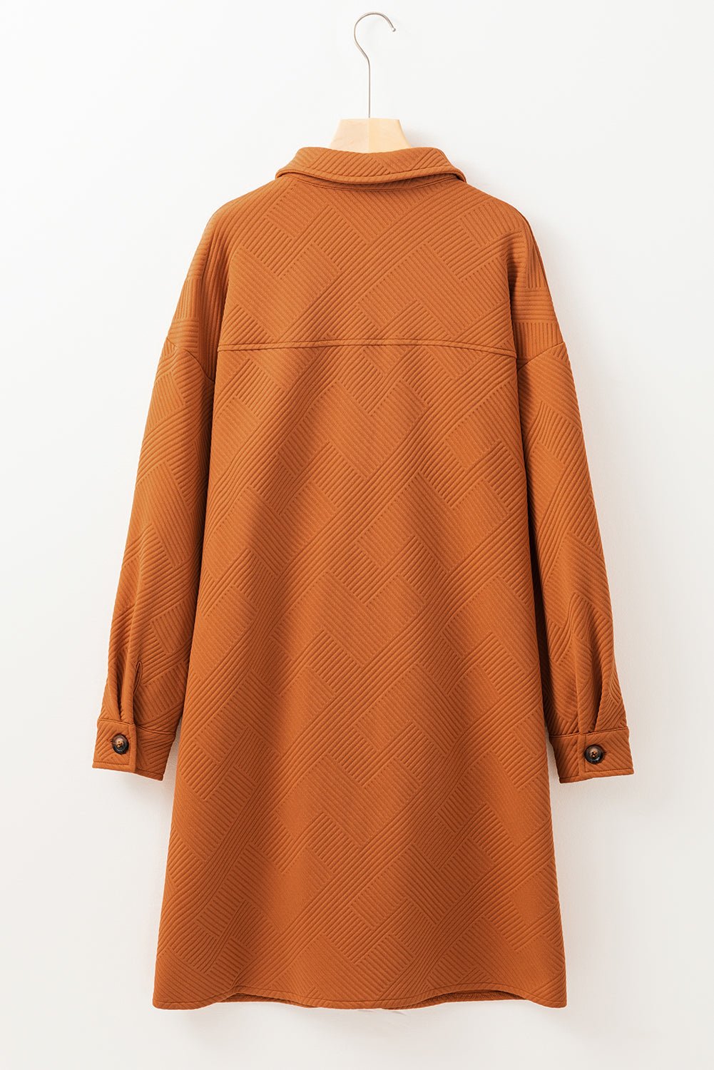 Textured Collared Button-Up Drop Shoulder Coat - Rooted & Reckless Co.