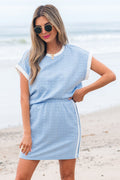 Textured Contrast Trim Crewneck Tee & Pocketed Skirt Set - Rooted & Reckless Co.