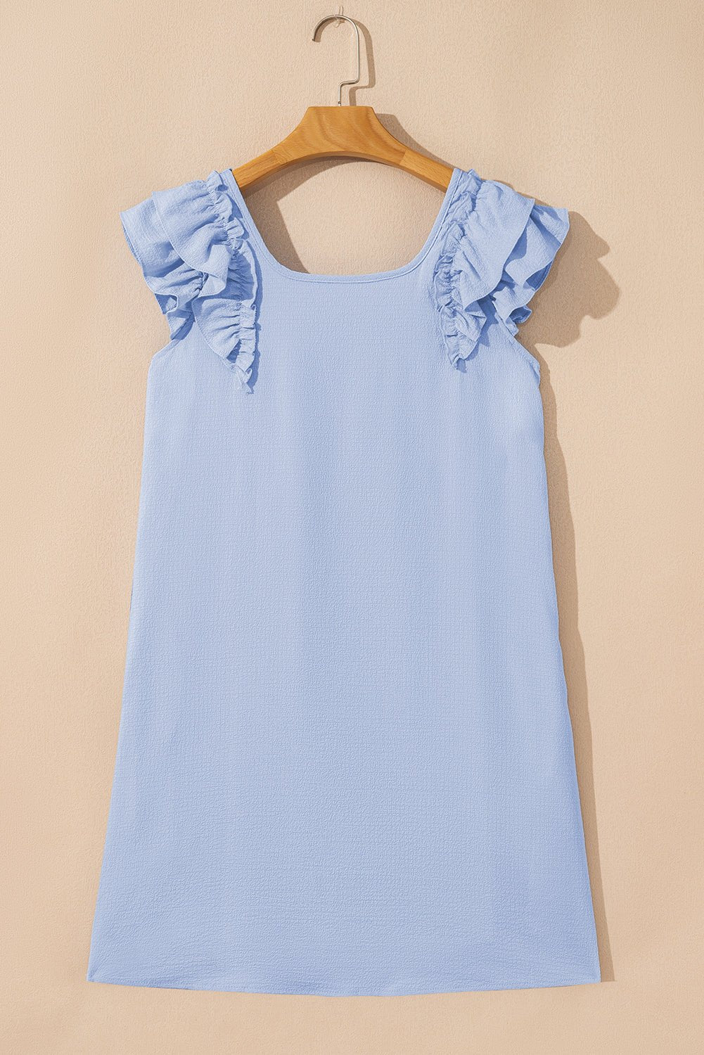 Textured Flutter Sleeve Square Neck Bow Back Dress - Rooted & Reckless Co.