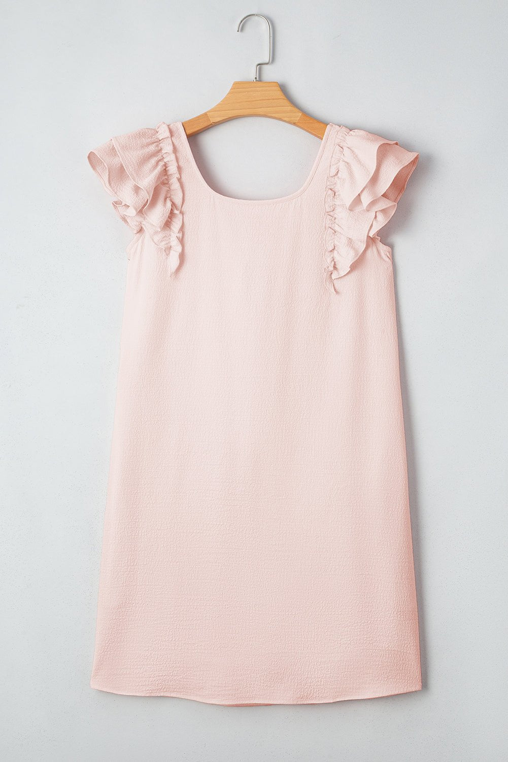 Textured Flutter Sleeve Square Neck Bow Back Dress - Rooted & Reckless Co.