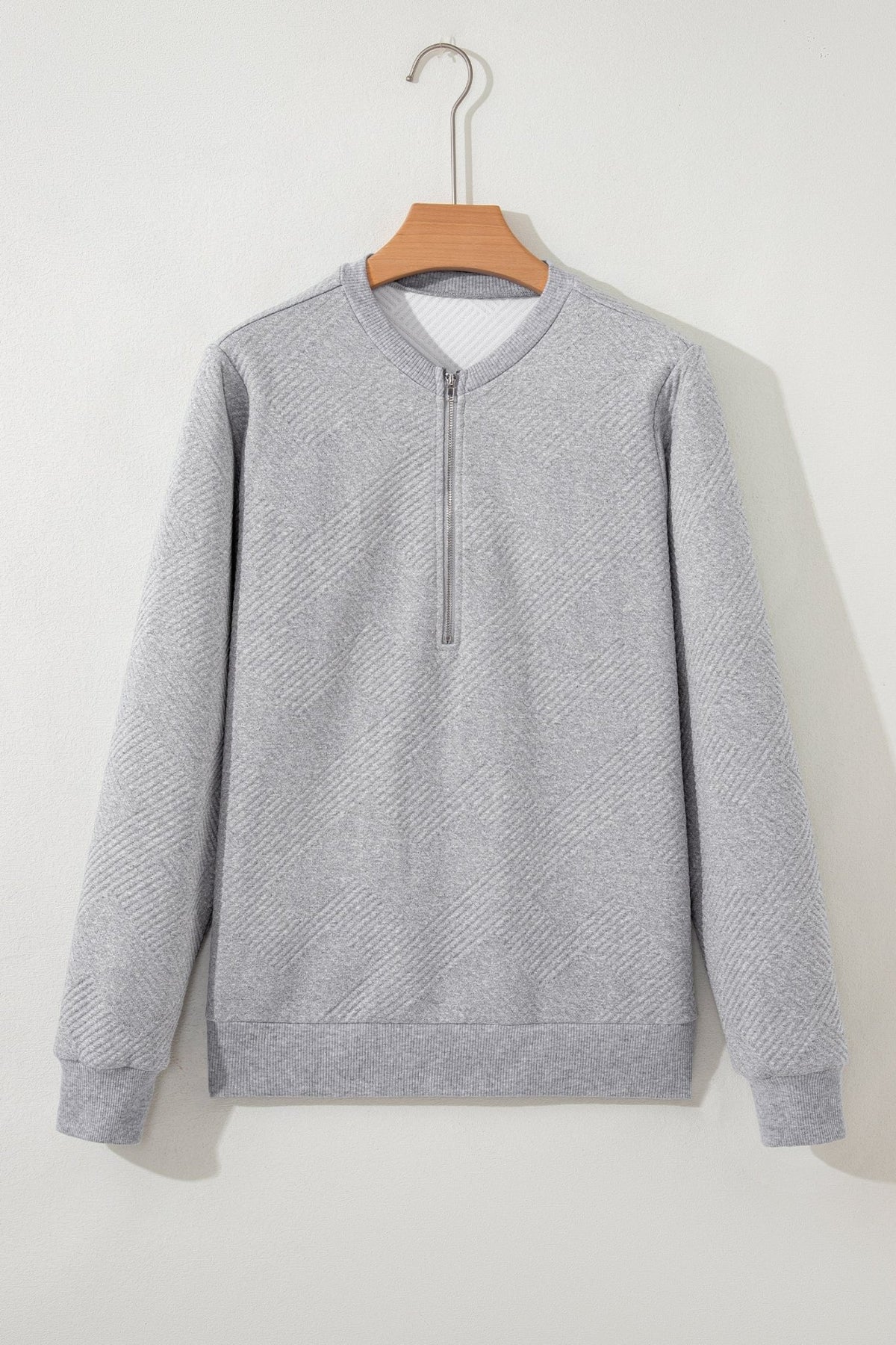 Textured Half-Zip Long Sleeve Sweatshirt - Rooted & Reckless Co.