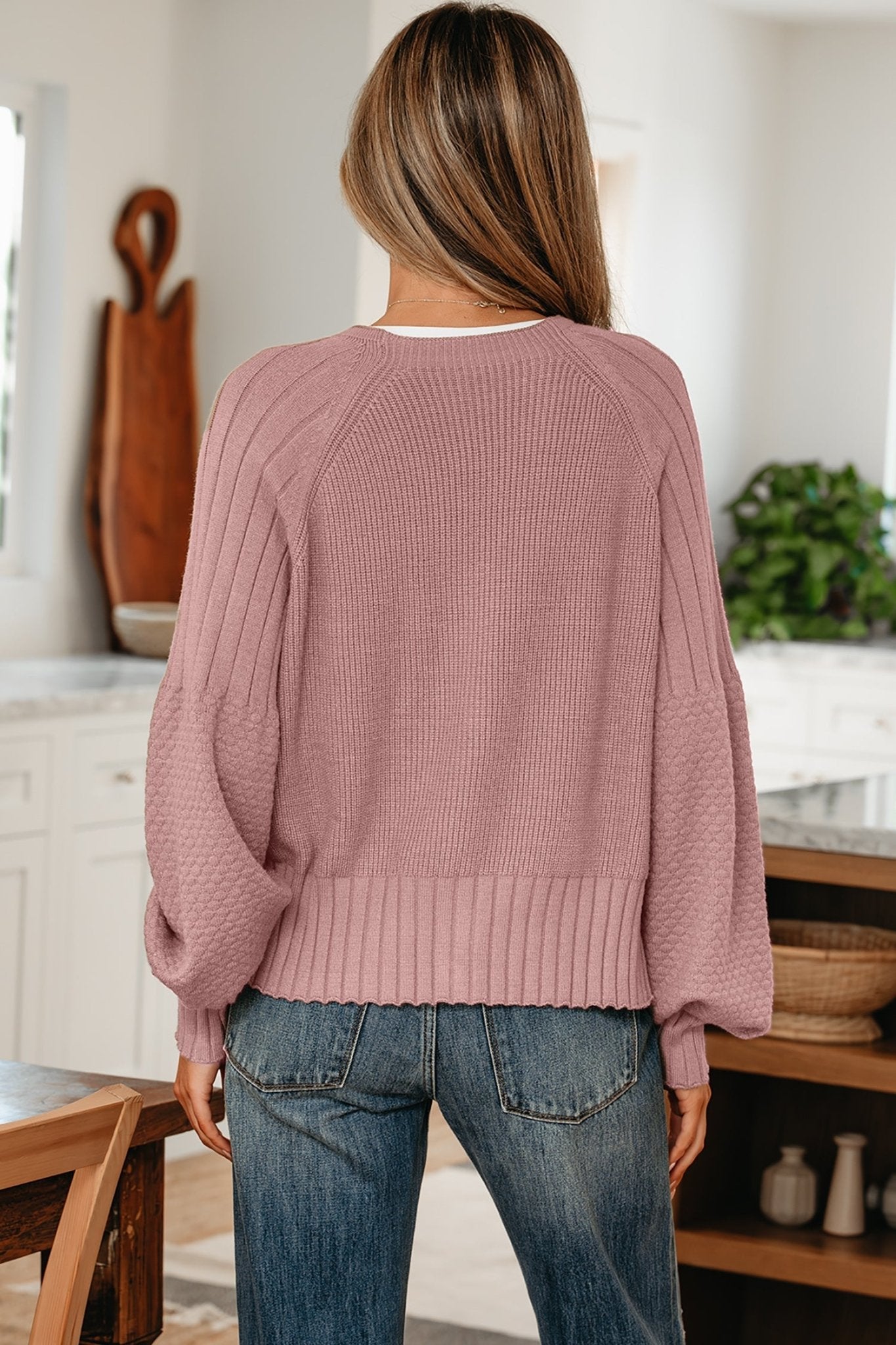 Textured Knit Button Front V-Neck Cardigan - Rooted & Reckless Co.