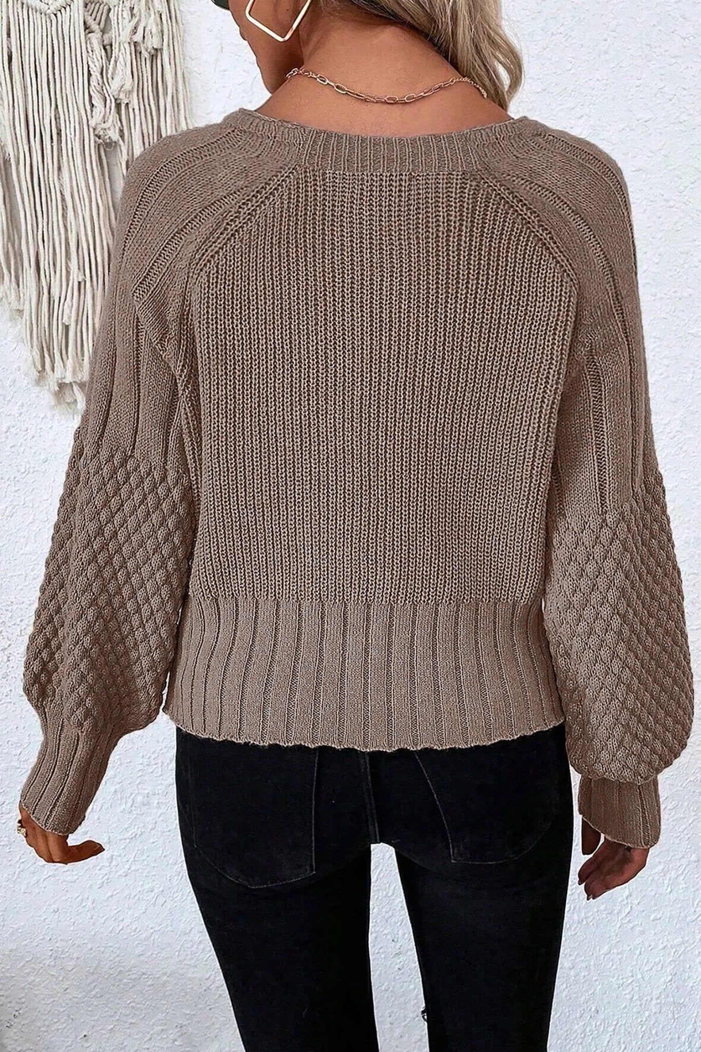 Textured Knit Button Front V-Neck Cardigan - Rooted & Reckless Co.