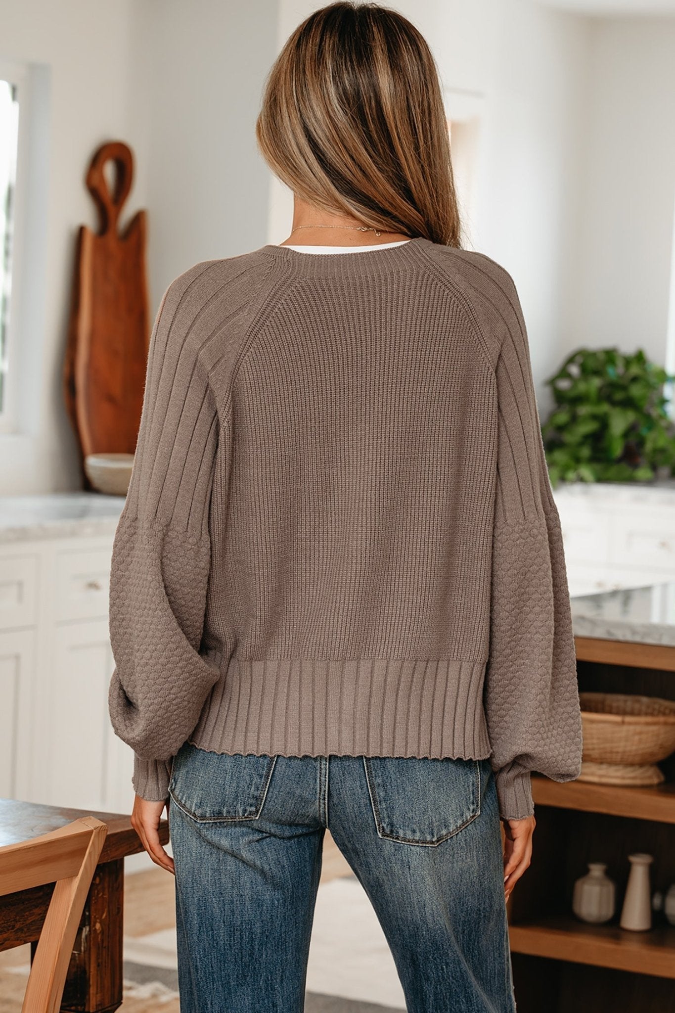 Textured Knit Button Front V-Neck Cardigan - Rooted & Reckless Co.