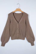 Textured Knit Button Front V-Neck Cardigan - Rooted & Reckless Co.