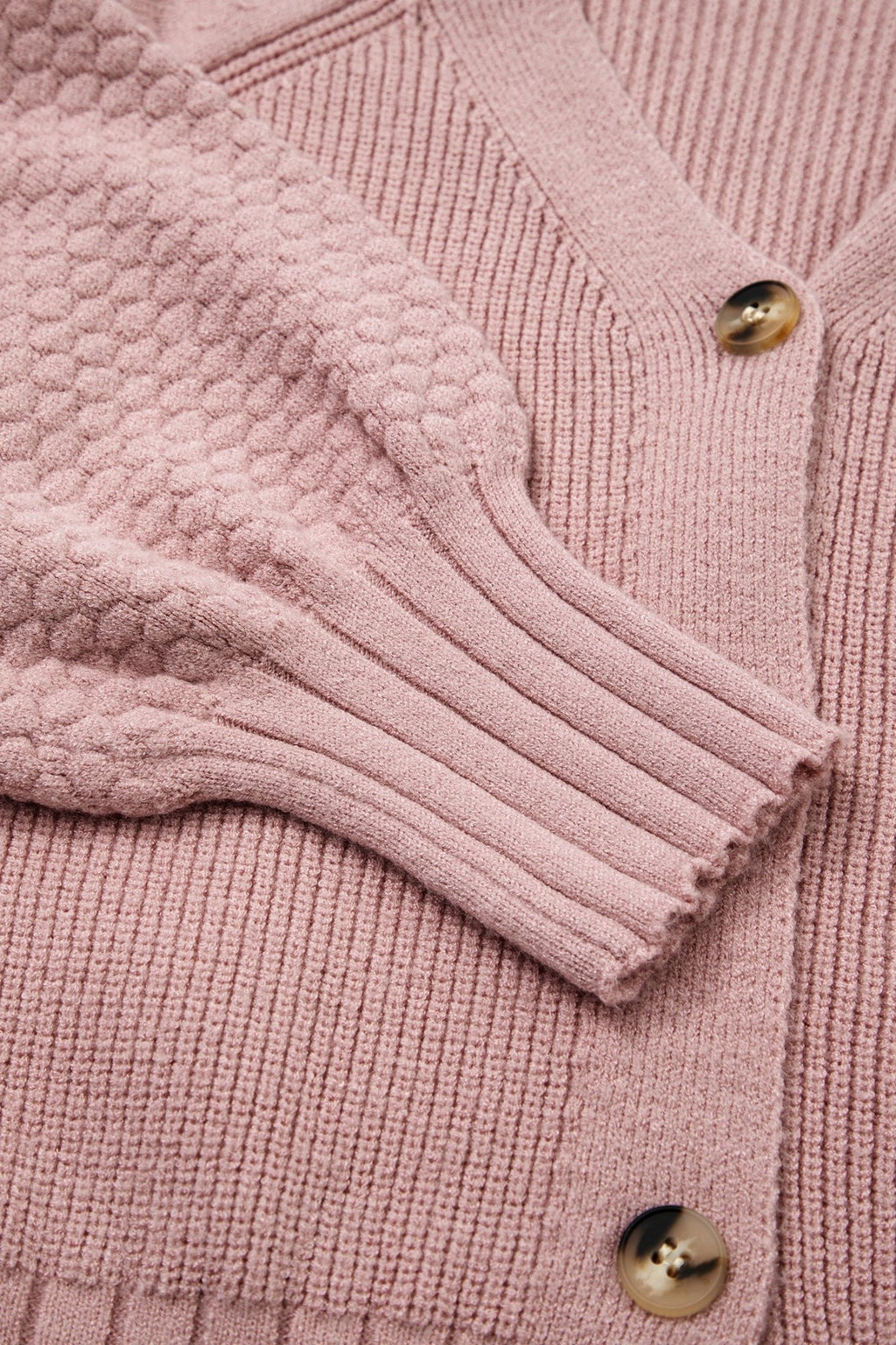 Textured Knit Button Front V-Neck Cardigan - Rooted & Reckless Co.