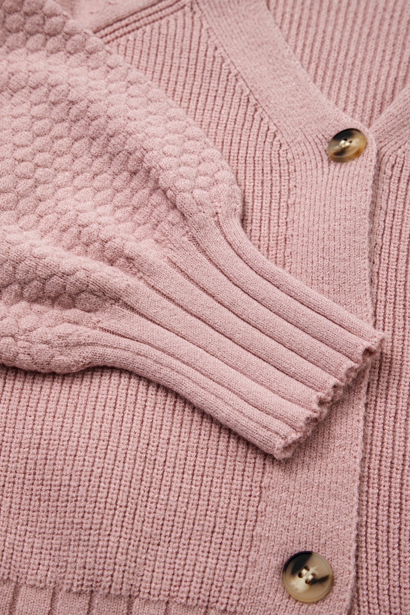 Textured Knit Button Front V-Neck Cardigan - Rooted & Reckless Co.
