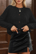 Textured Knit Button-Up Long Sleeve Sweater Cardigan - Rooted & Reckless Co.