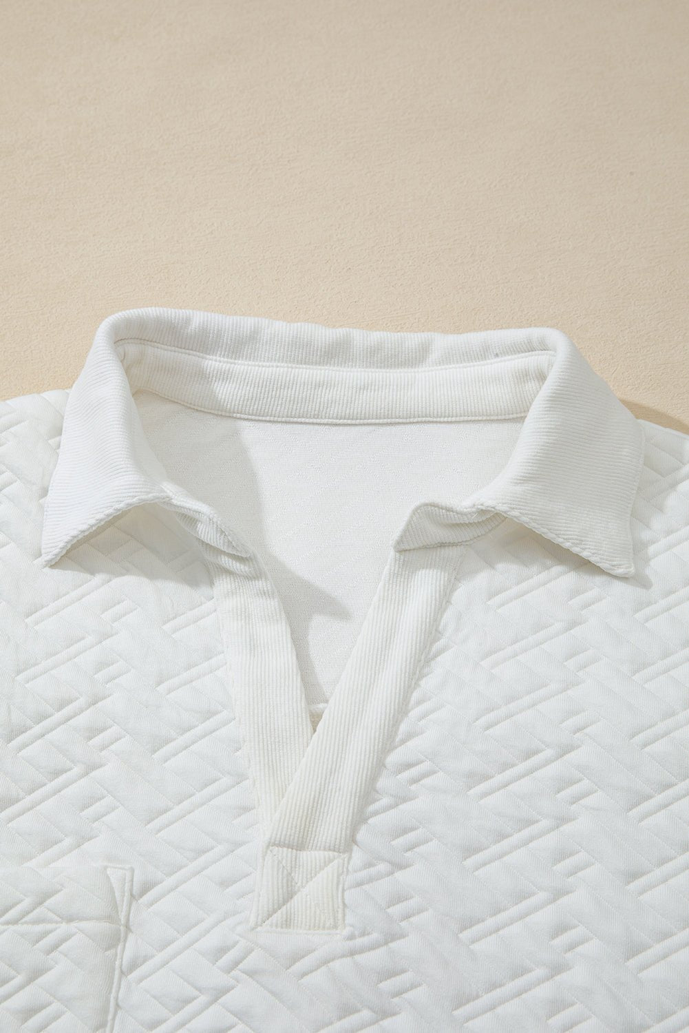 Textured Knit Collared V-Neck Pullover Sweatshirt - Rooted & Reckless Co.