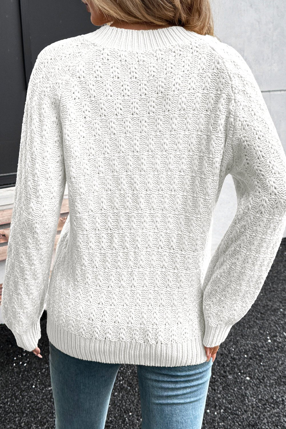 Textured Knit Ribbed Edge V-Neck Sweater - Rooted & Reckless Co.