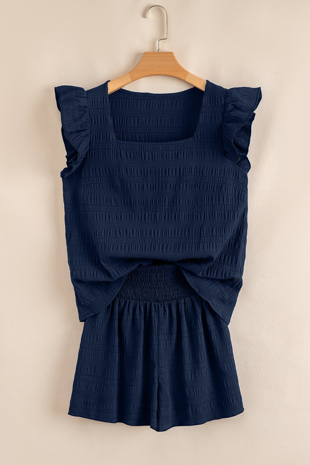 Textured Square Neck Top & High Waist Shorts Set - Rooted & Reckless Co.