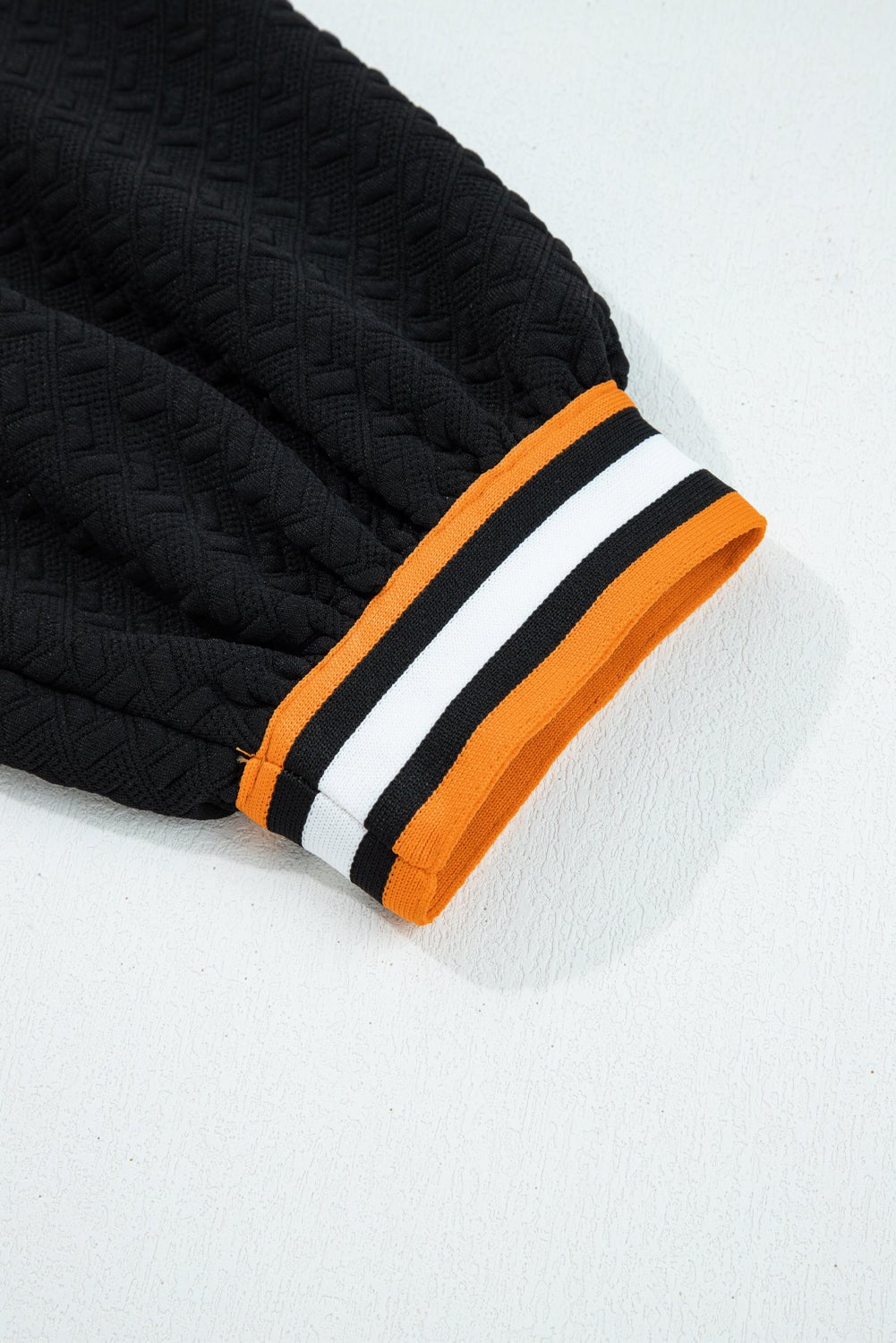 Textured Stripe Patchwork 3/4 Sleeve Sweatshirt - Rooted & Reckless Co.