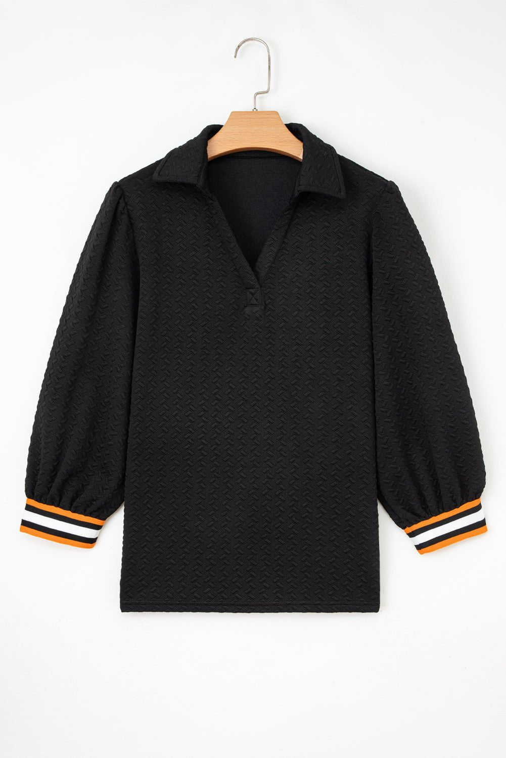 Textured Stripe Patchwork 3/4 Sleeve Sweatshirt - Rooted & Reckless Co.