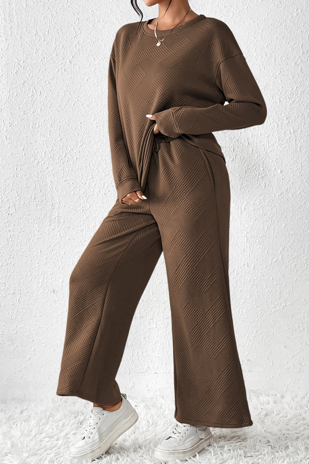 Textured Top and Pants Set - Rooted & Reckless Co.