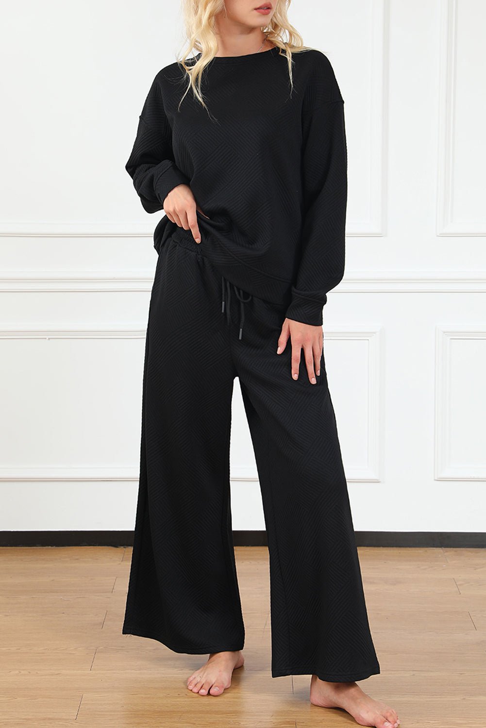 Textured Top and Pants Set - Rooted & Reckless Co.